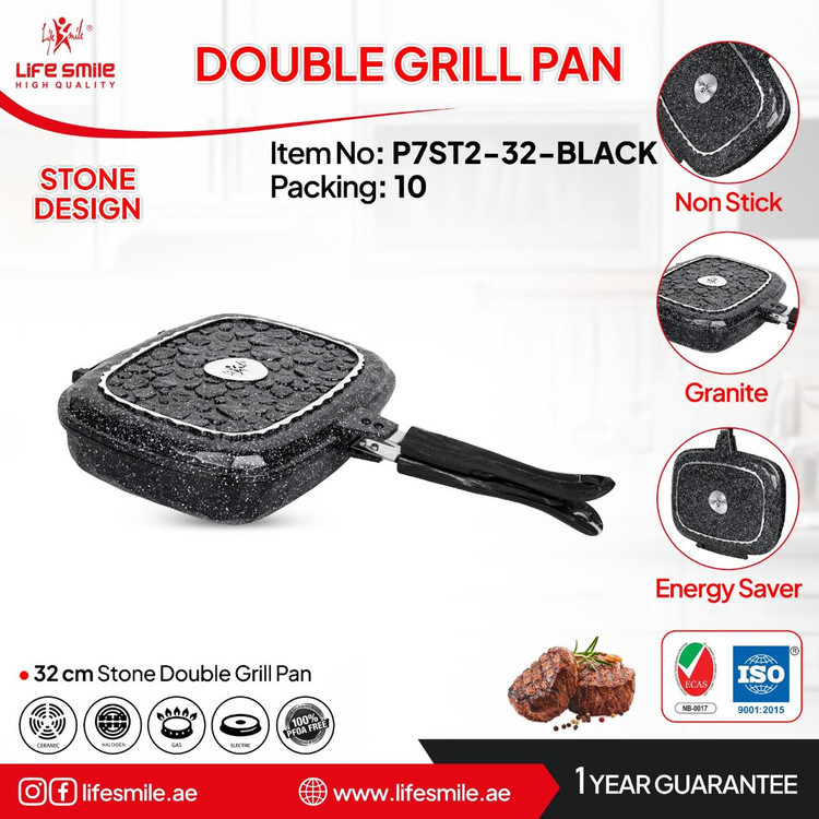 تابه رژیمی دوطرفه لایف اسمایل سایز ۳۲ مدل P7ST2-32-BLACK | گرانیتی ضد لک