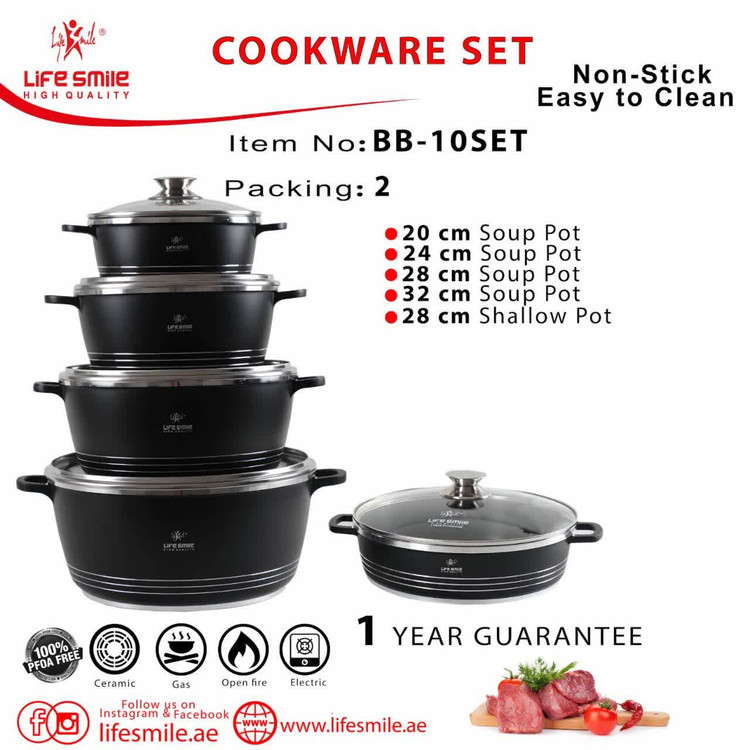 سرویس قابلمه سرامیکی ۱۰ پارچه لایف اسمایل مدل BB-10SET