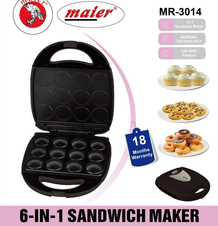 ساندویچساز ۶ کاره مایر مدل MR-3014 |مشکی