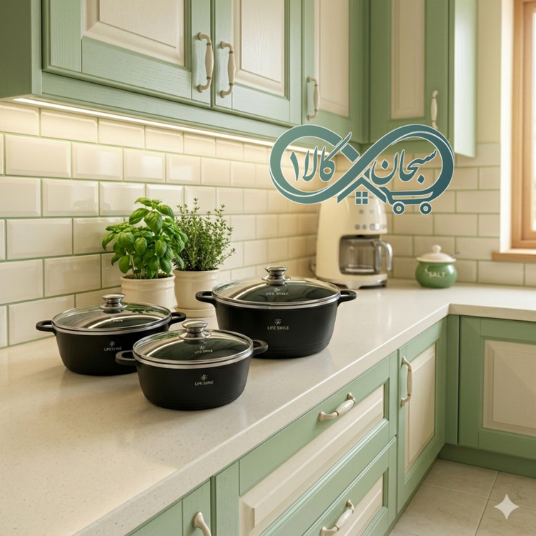 سرویس قابلمه ۶ پارچه لایف اسمایل مدل LUP-6-3BB|سایز۳۲*۲۸*۲۴