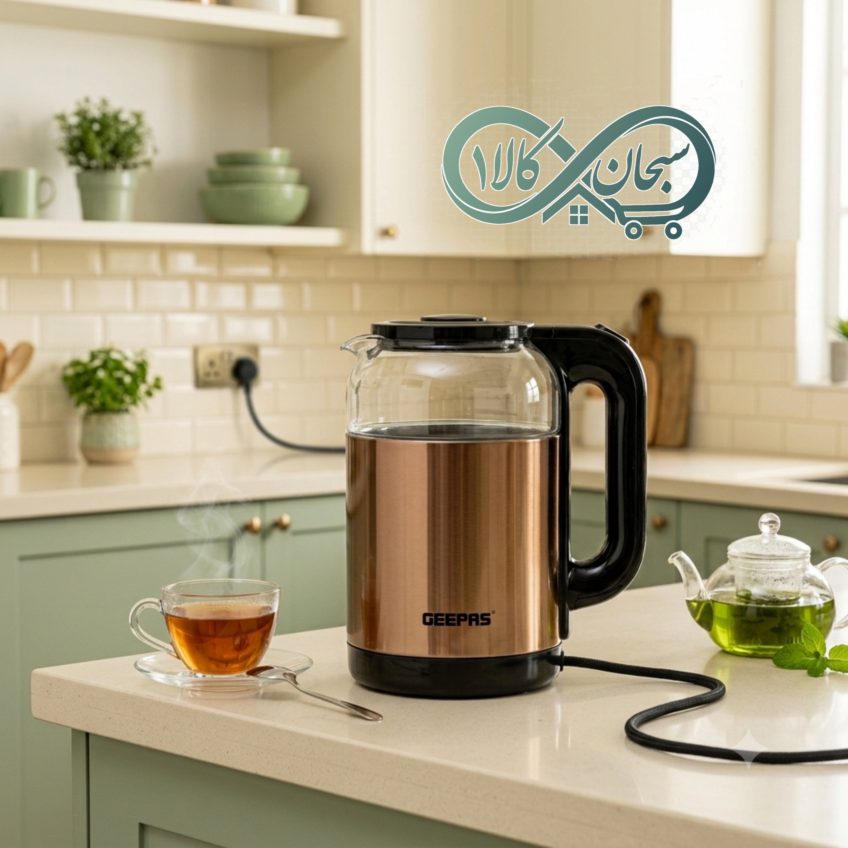 کتری برقی دوجداره جیپاس مدل GK38063 پیرکس و استیل